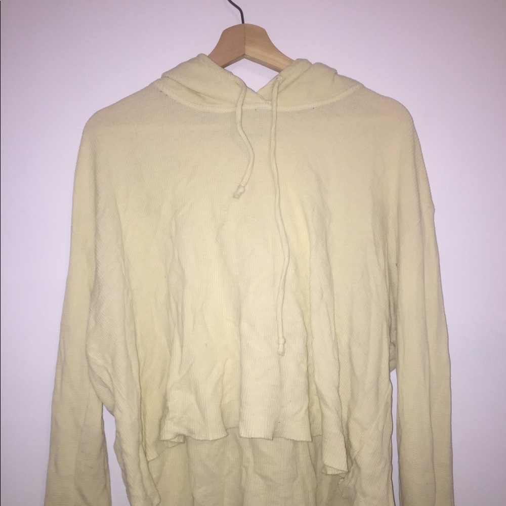 Yellow brandy Melville waffle knit hoodie